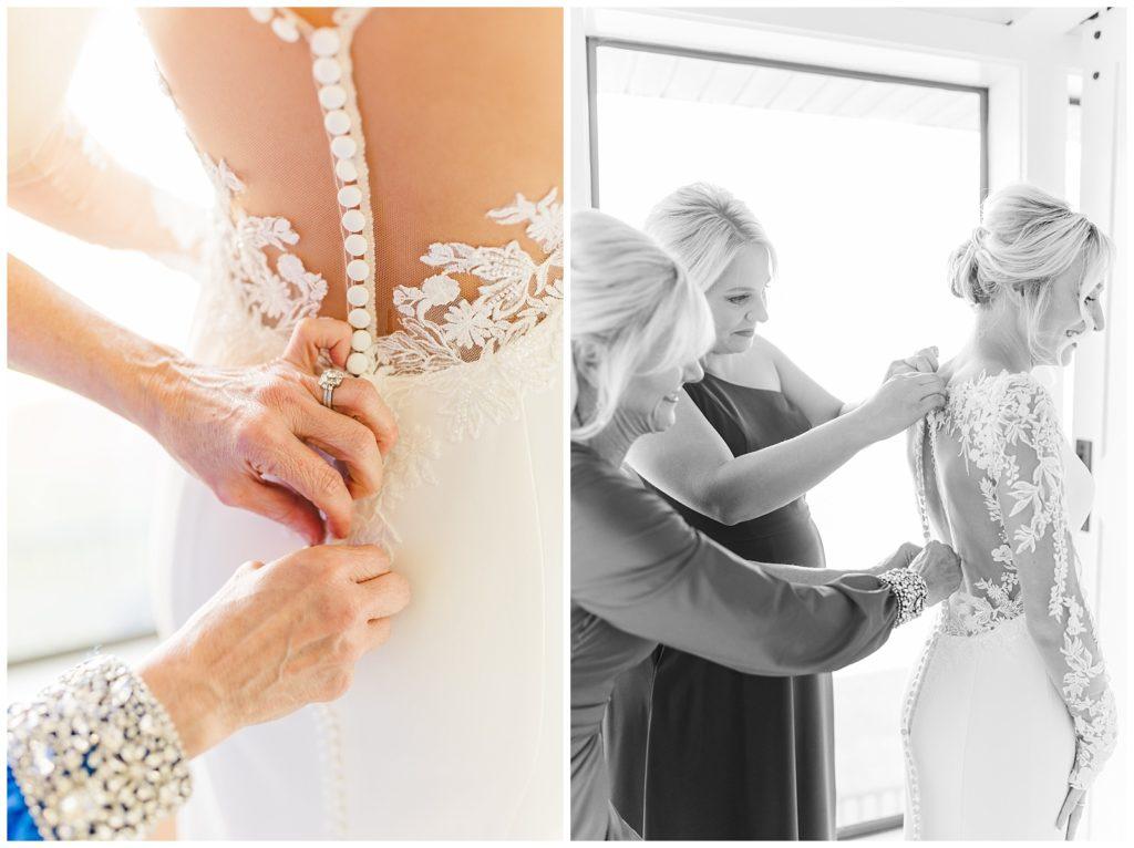 Floral arrangement with blush-colored roses and mauve flowers