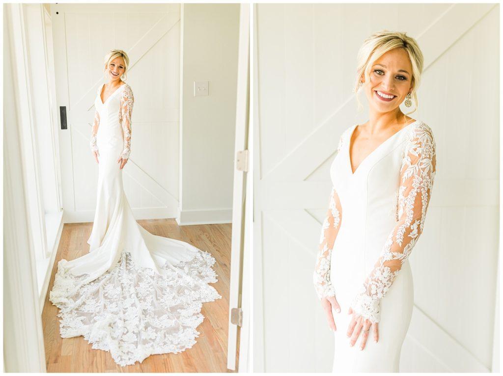 Wedding cake painted with greenery and decorated with roses